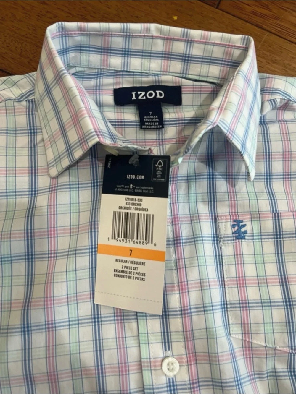 IZOD dress up short set, boys size 7, NWT